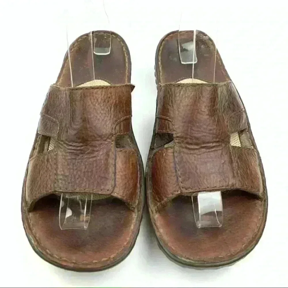 Born mens sandals sz 9 50 brown leather slip on